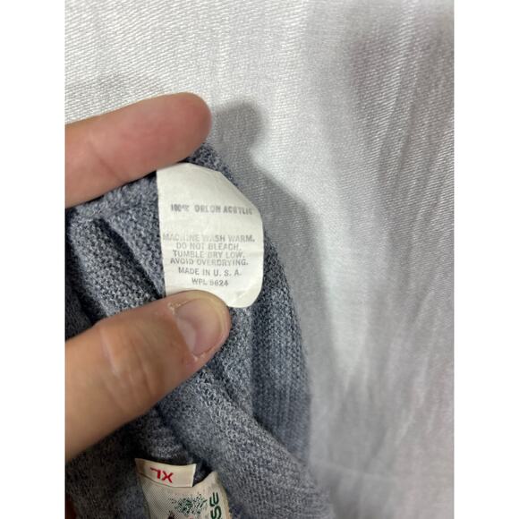 Vintage Sweater Cardigan XL Gray Equestrian Steeplechase USA Made - Picture 12 of 12